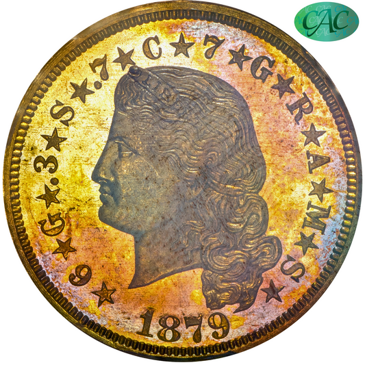 1879 $4 FLOWING HAIR STELLA PR64+ CAM PCGS CAC 