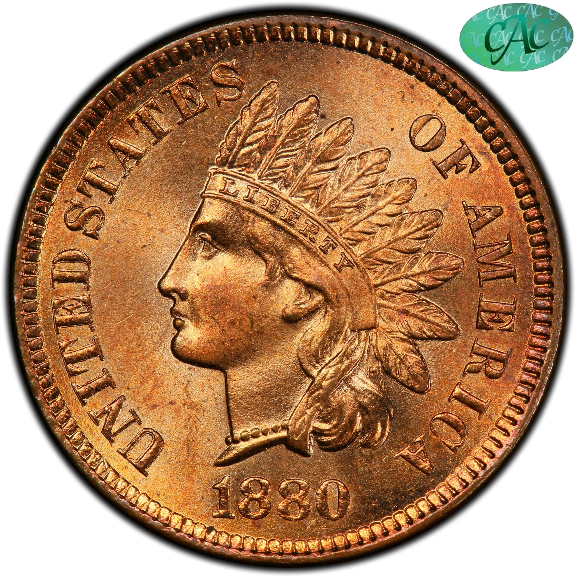 1880 1C MS66 + RD PCGS CAC 1C