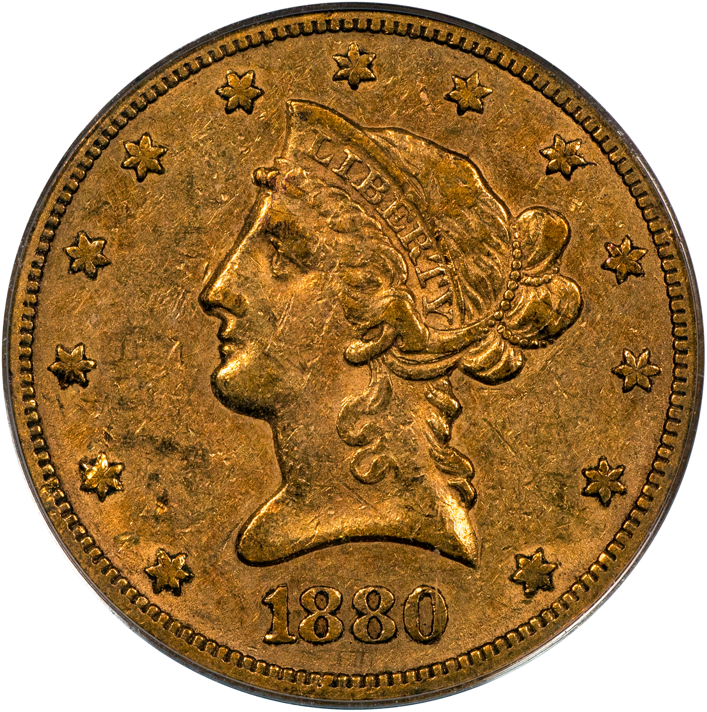 1880-CC $10 CARSON CITY LIBERTY HEAD EAGLE XF45 PCGS CAC