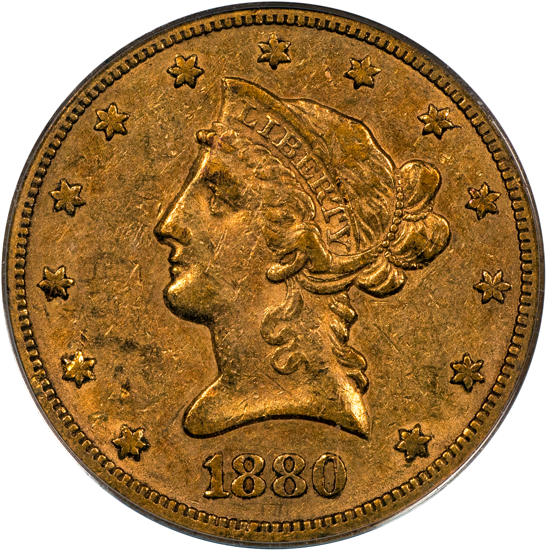 1880-CC $10 CARSON CITY LIBERTY HEAD EAGLE XF45 PCGS CAC