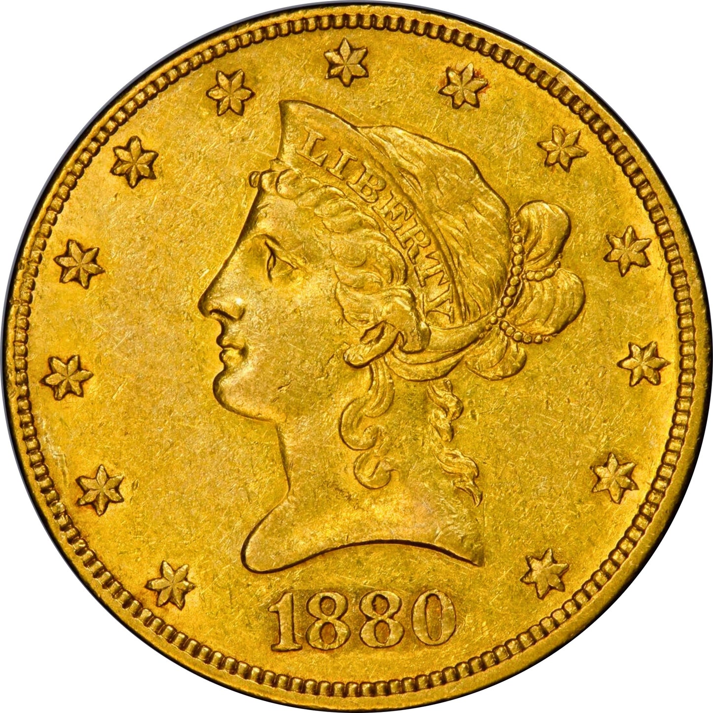 1880-O $10 AU50 PCGS CAC EX ELIASBERG