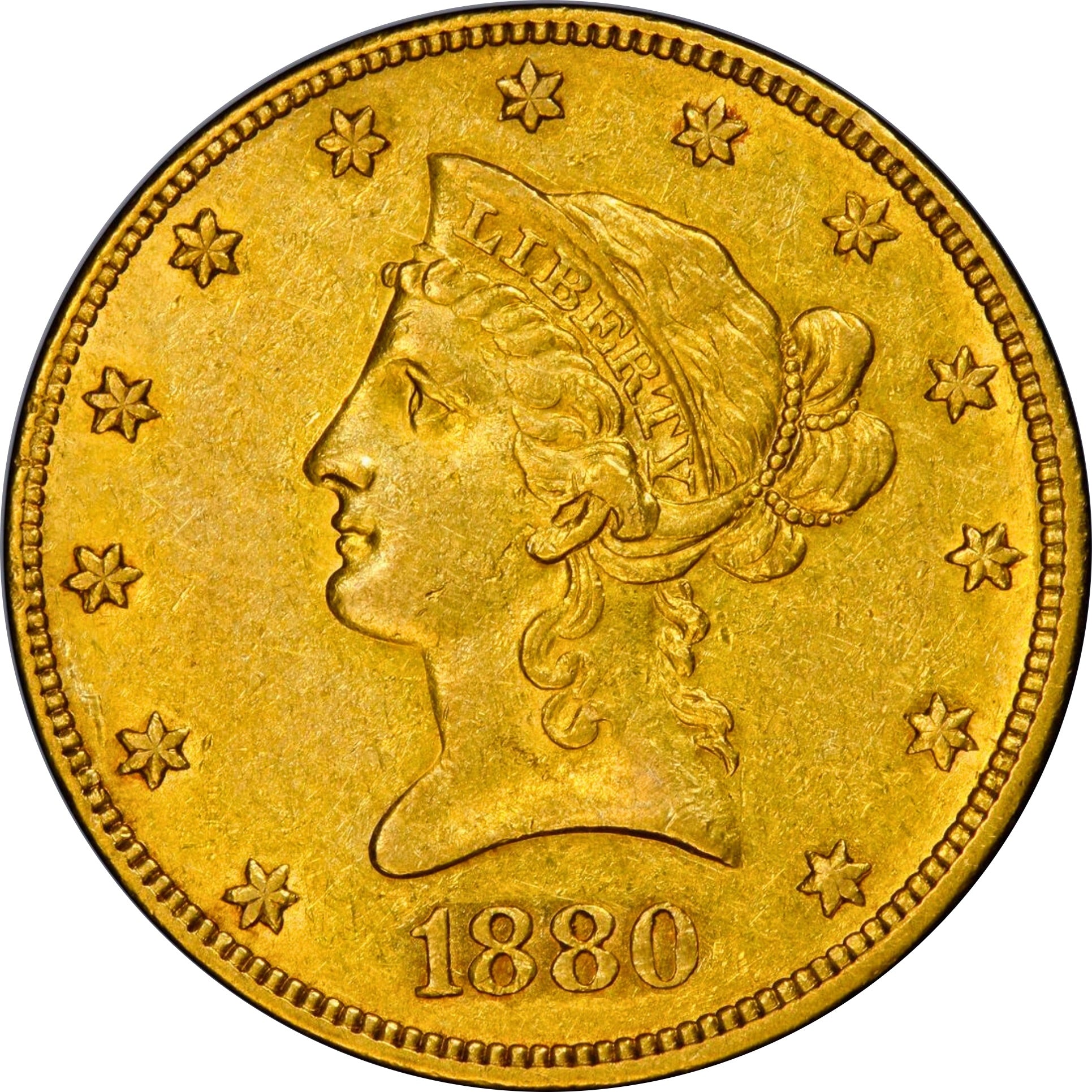 1880-O $10 AU50 PCGS CAC EX ELIASBERG