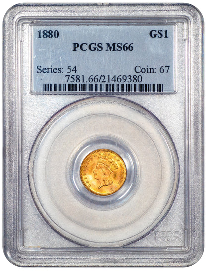 1880 G$1 Liberty Gold Dollar MS66 PCGS holder