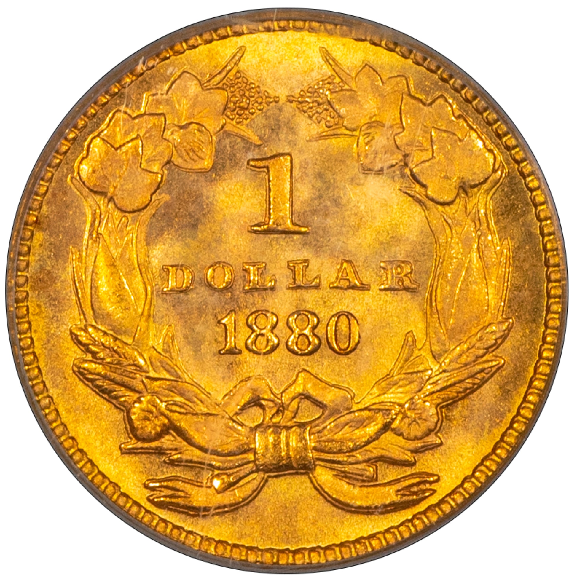1880 G$1 Liberty Gold Dollar MS66 PCGS reverse
