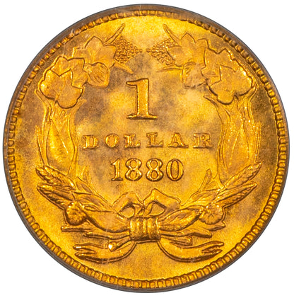 1880 G$1 Liberty Gold Dollar MS66 PCGS reverse