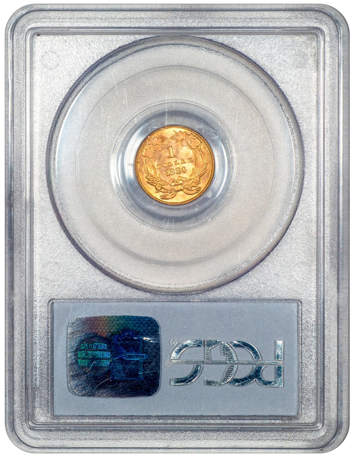 1880 G$1 Liberty Gold Dollar MS66 PCGS reverse holder