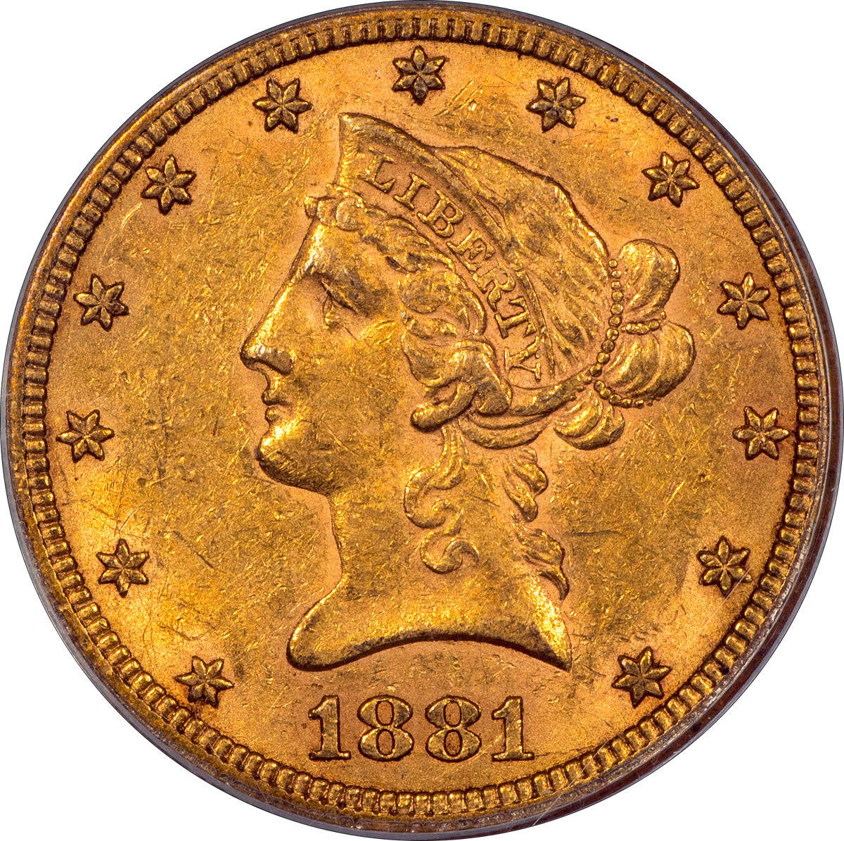 1881-CC Liberty Head Eagle $10 AU50 OGH PCGS GOLD CAC