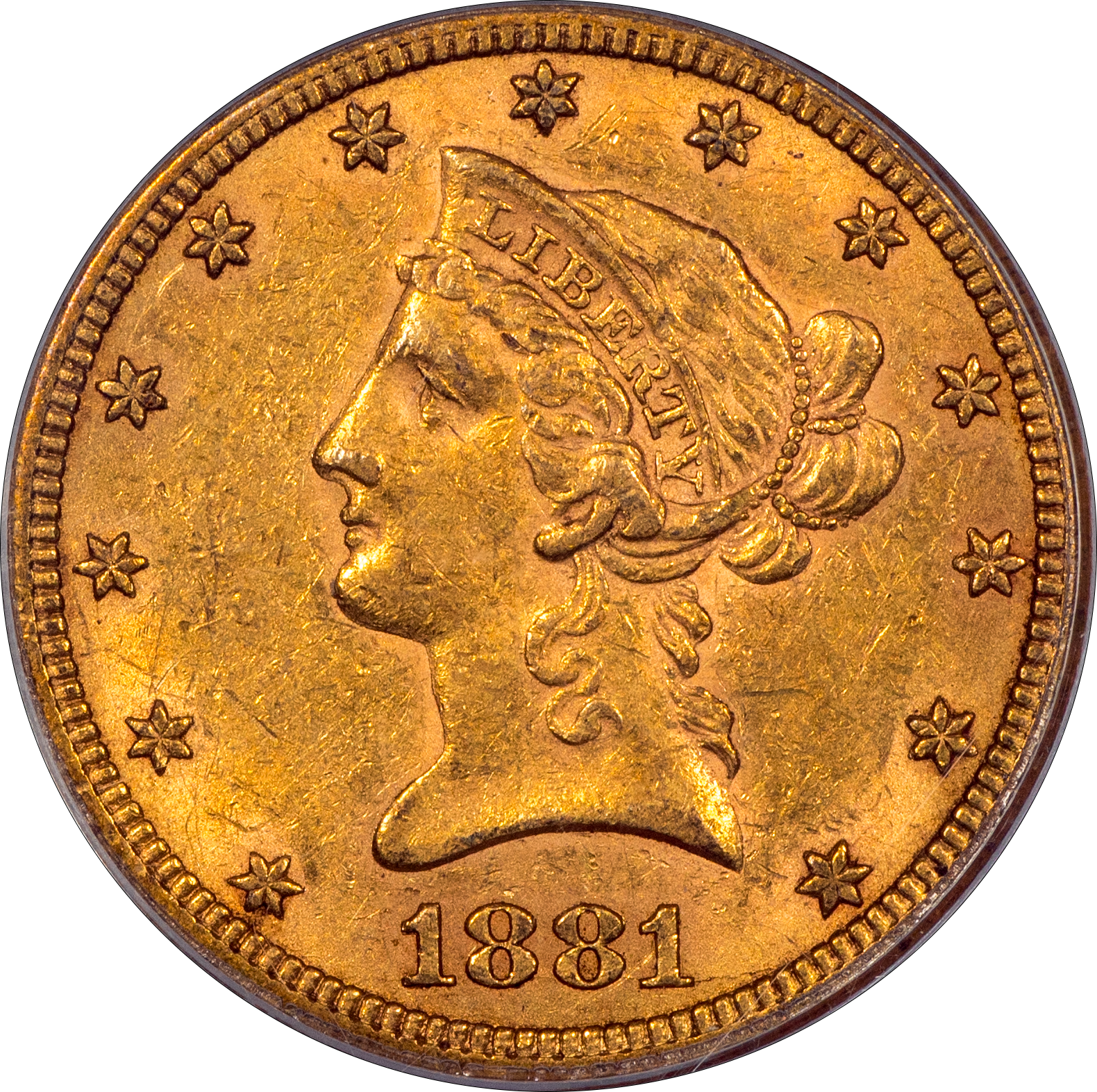 1881-CC Liberty Head Eagle $10 AU50 OGH PCGS GOLD CAC
