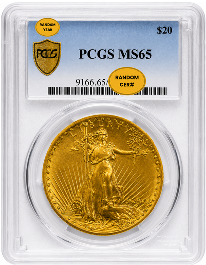 $20 Gold Saint-Gaudens Double Eagle - PCGS/NGC MS65