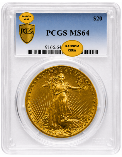 $20 Gold Saint-Gaudens Double Eagle - PCGS/NGC MS64