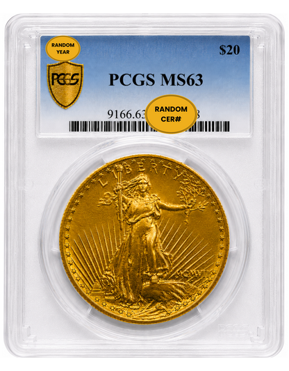 $20 Gold Saint-Gaudens Double Eagle - PCGS/NGC MS63