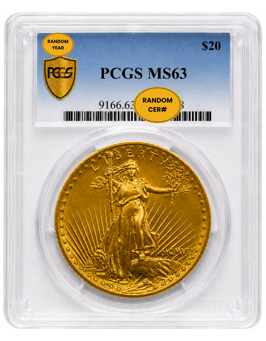 $20 Gold Saint-Gaudens Double Eagle - PCGS/NGC MS63