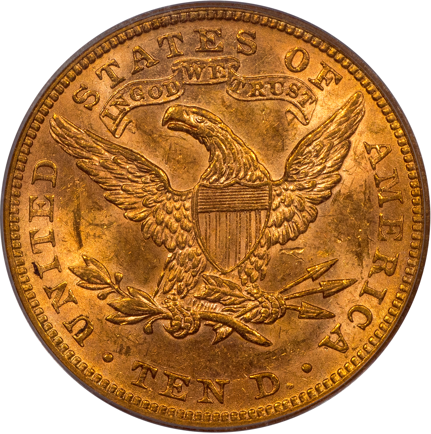 1881 $10 LIBERTY HEAD EAGLE AU58 OGH PCGS CAC