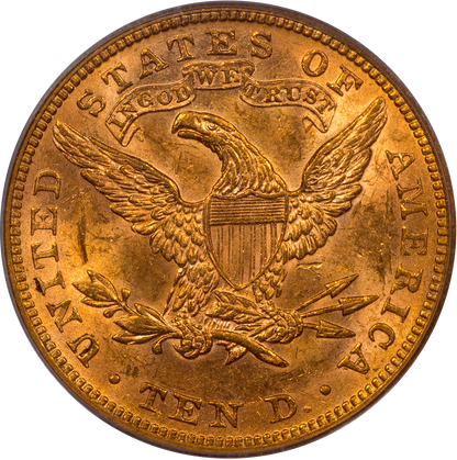 1881 $10 LIBERTY HEAD EAGLE AU58 OGH PCGS CAC