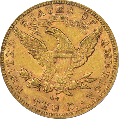 1883-CC $10 AU50 OGH PCGS GOLD CAC  REVERSE