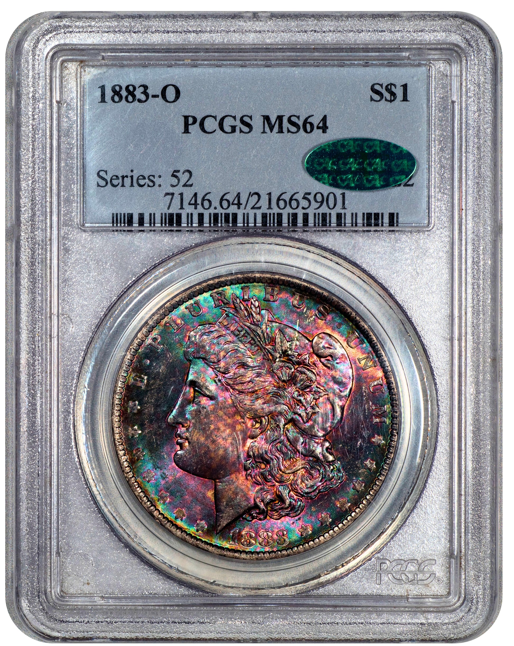 1883-O Morgan Dollar $1 MS64 PCGS CAC Holder With Green CAC Sticker