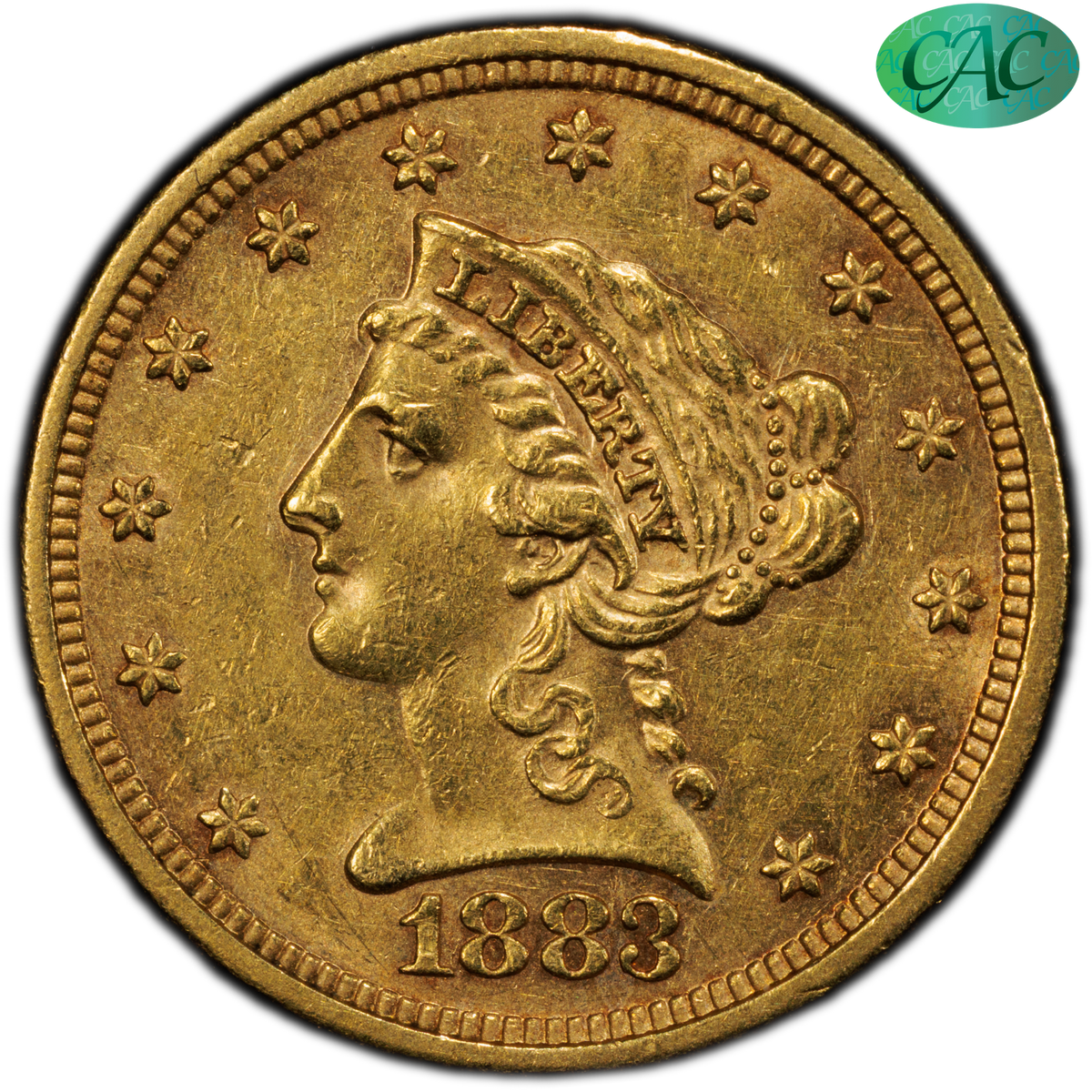 1883 Liberty Head Quarter Eagle $2.5 AU55 PCGS CAC
