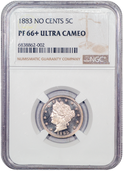 1883 Liberty Head nickel 5C NO CENTS PR66+ UCAM NGC holder