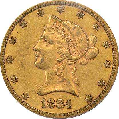 1884-CC $10 AU50 OGH PCGS GOLD CAC