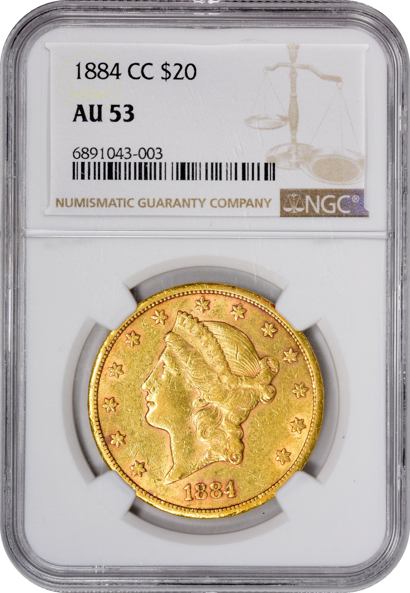 1884-CC $20 AU53 NGC HOLDER