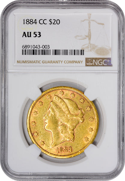 1884-CC $20 AU53 NGC HOLDER