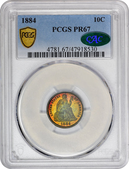 1884 10C PR67 PCGS CAC HOLDER WITH CAC STICKER