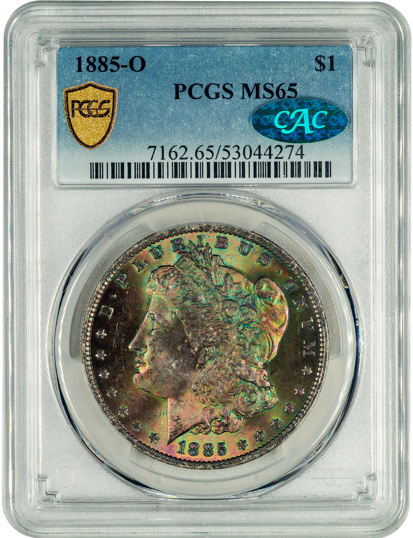 1885-O $1 MS65 PCGS CAC HOLDER WITH GREEN CAC STICKER