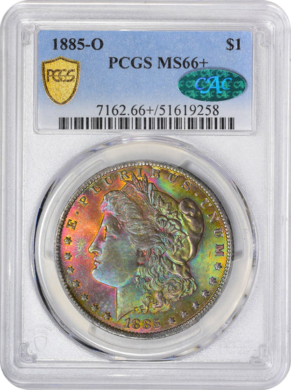 1885-O $1 MS66+ PCGS CAC HOLDER WITH GREEN CAC STICKER