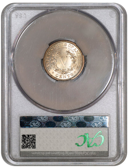 1885 5C Liberty Nickel MS66+ CACG REVERSE HOLDER