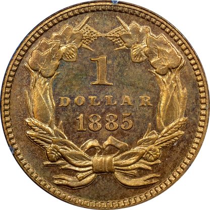 1885 G$1 PR66 OGH RATTLER PCGS CAC REVERSE