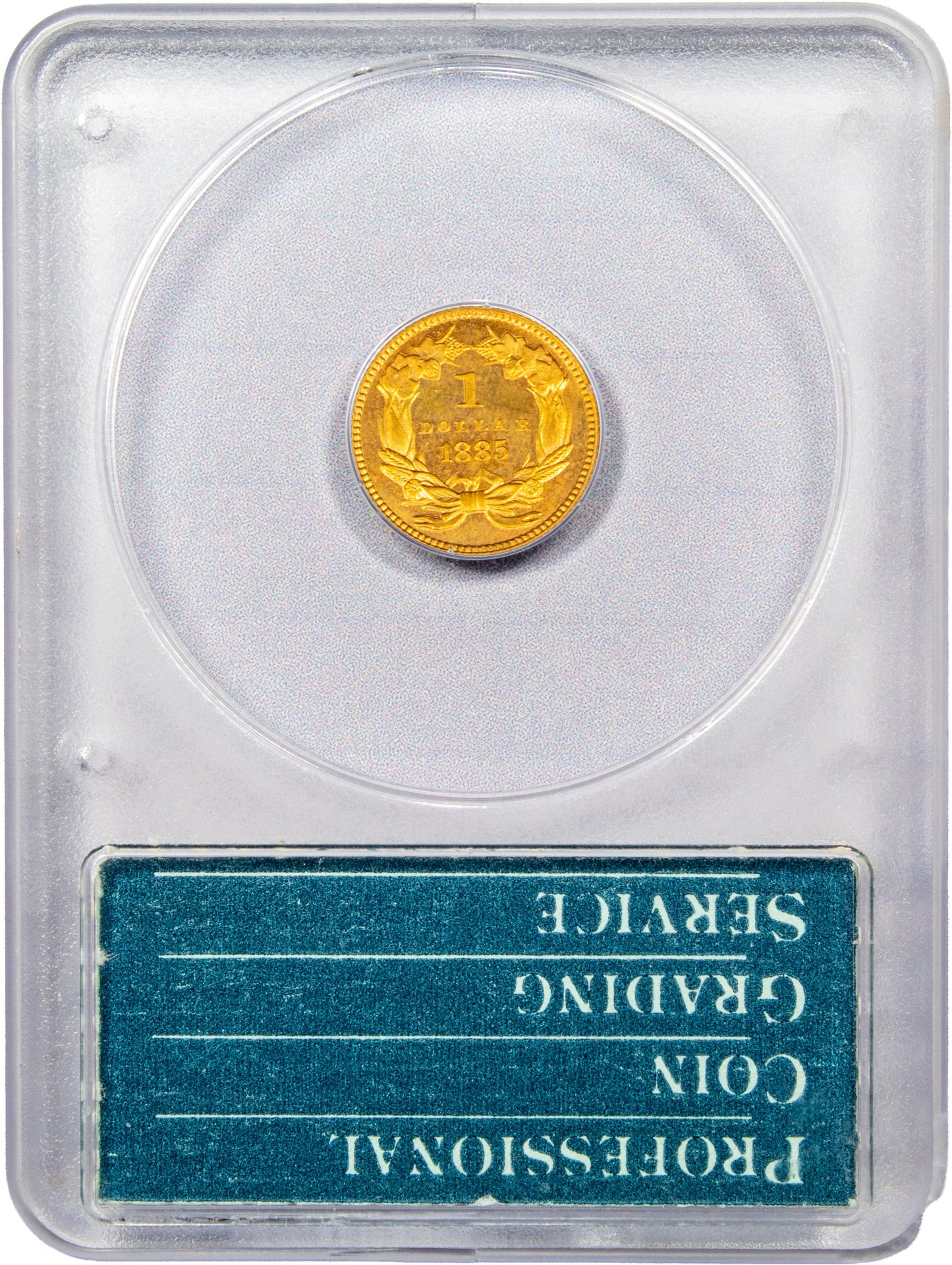 1885 G$1 PR66 OGH RATTLER PCGS CAC REVERSE HOLDER