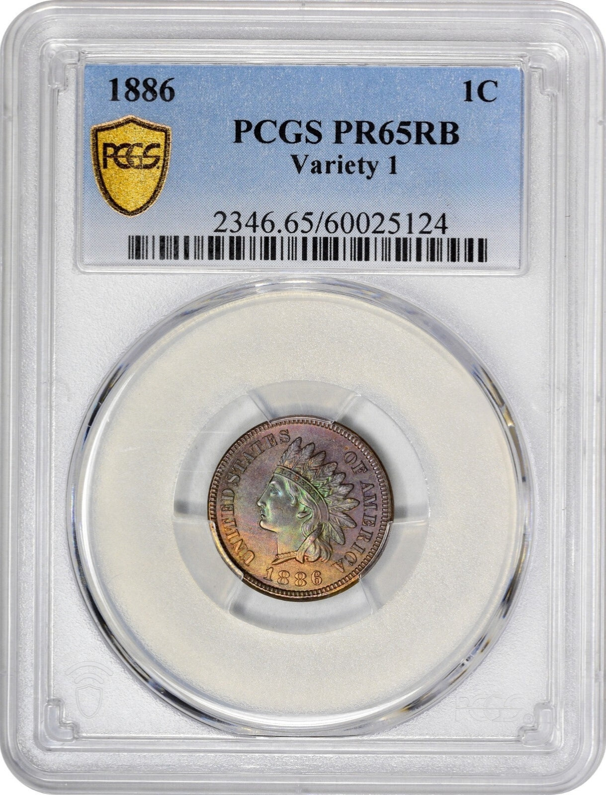1886 1C VARIETY 1 PR65 RB PCGS EEPS HOLDER
