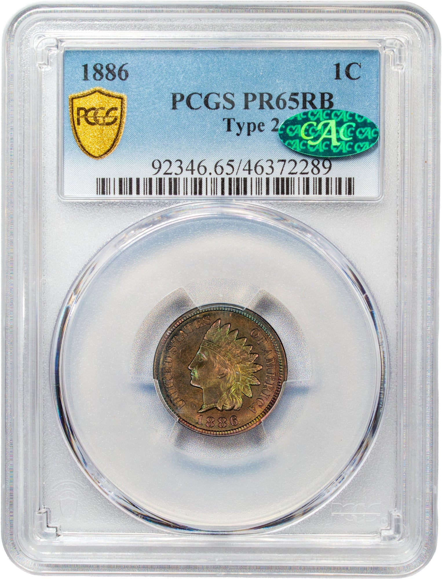 1886 1C VARIETY 2 PR65 RB PCGS CAC – Paradime Coins