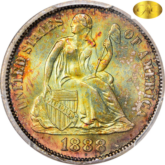 1888 10C MS66 + PCGS GOLD CAC 10C