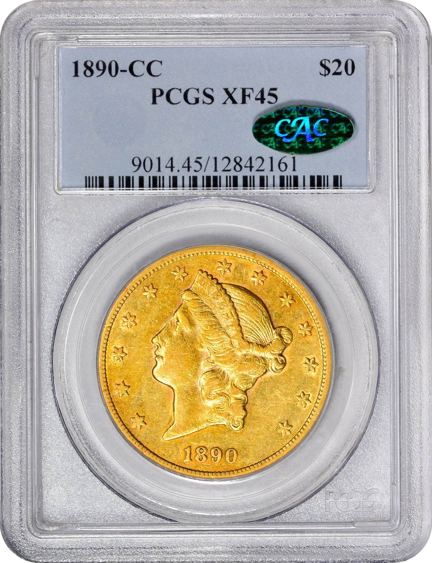 1890-CC $20 XF45 PCGS CAC HOLDR WITH CAC STICKER