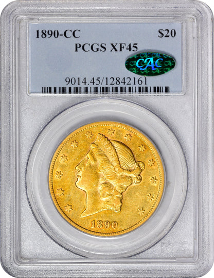 1890-CC $20 XF45 PCGS CAC HOLDR WITH CAC STICKER