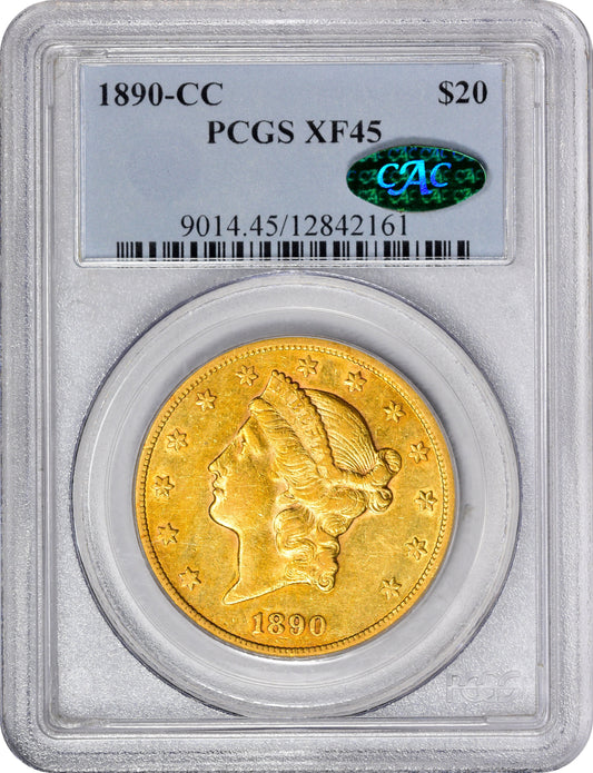 1890-CC $20 XF45 PCGS CAC HOLDR WITH CAC STICKER
