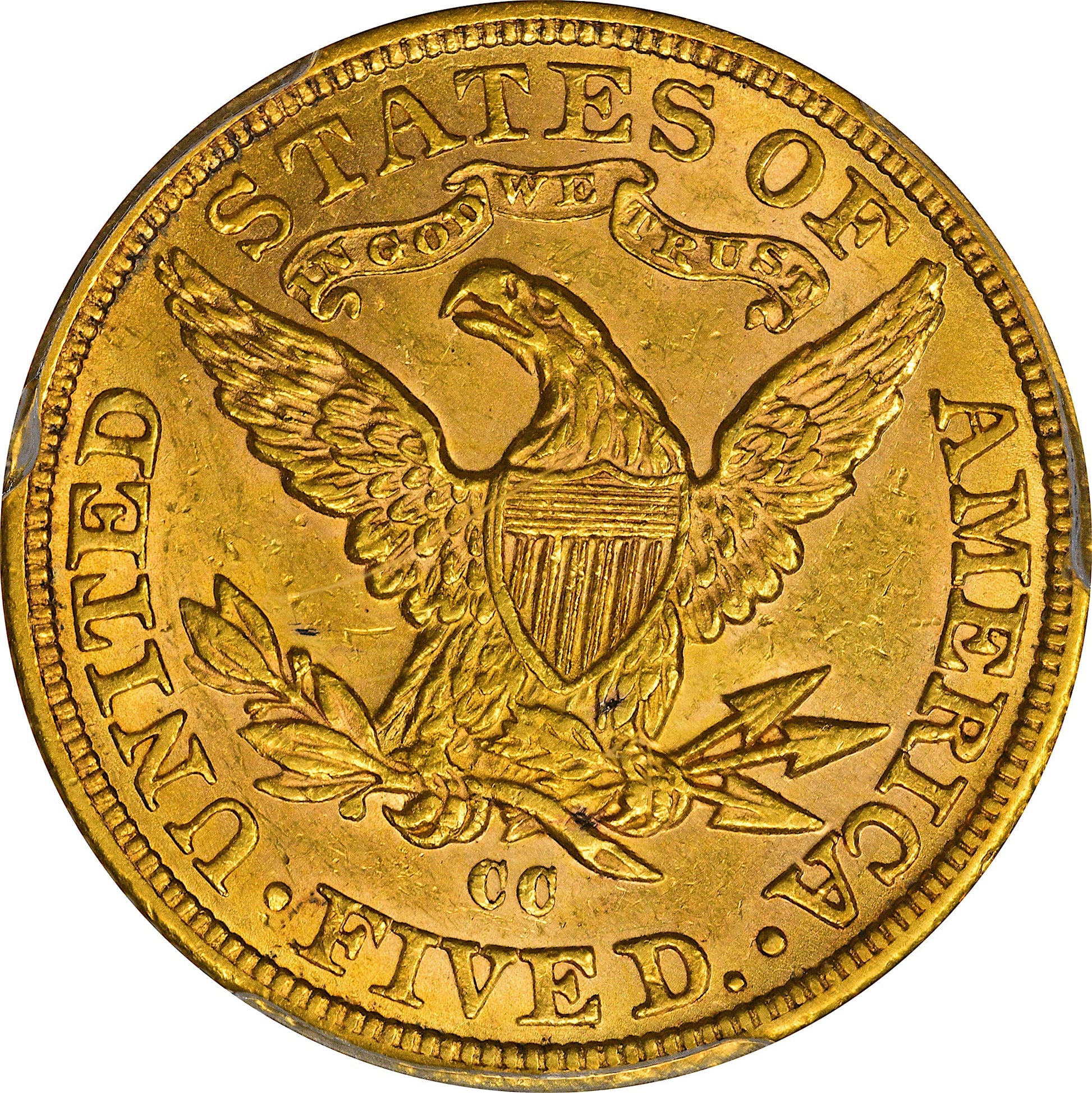 1890-CC $5 AU58 PCGS CAC REV