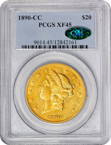 1890-CC $20 XF45 PCGS CAC - Paradime Coins | PCGS NGC CACG CAC Rare US Numismatic Coins For Sale