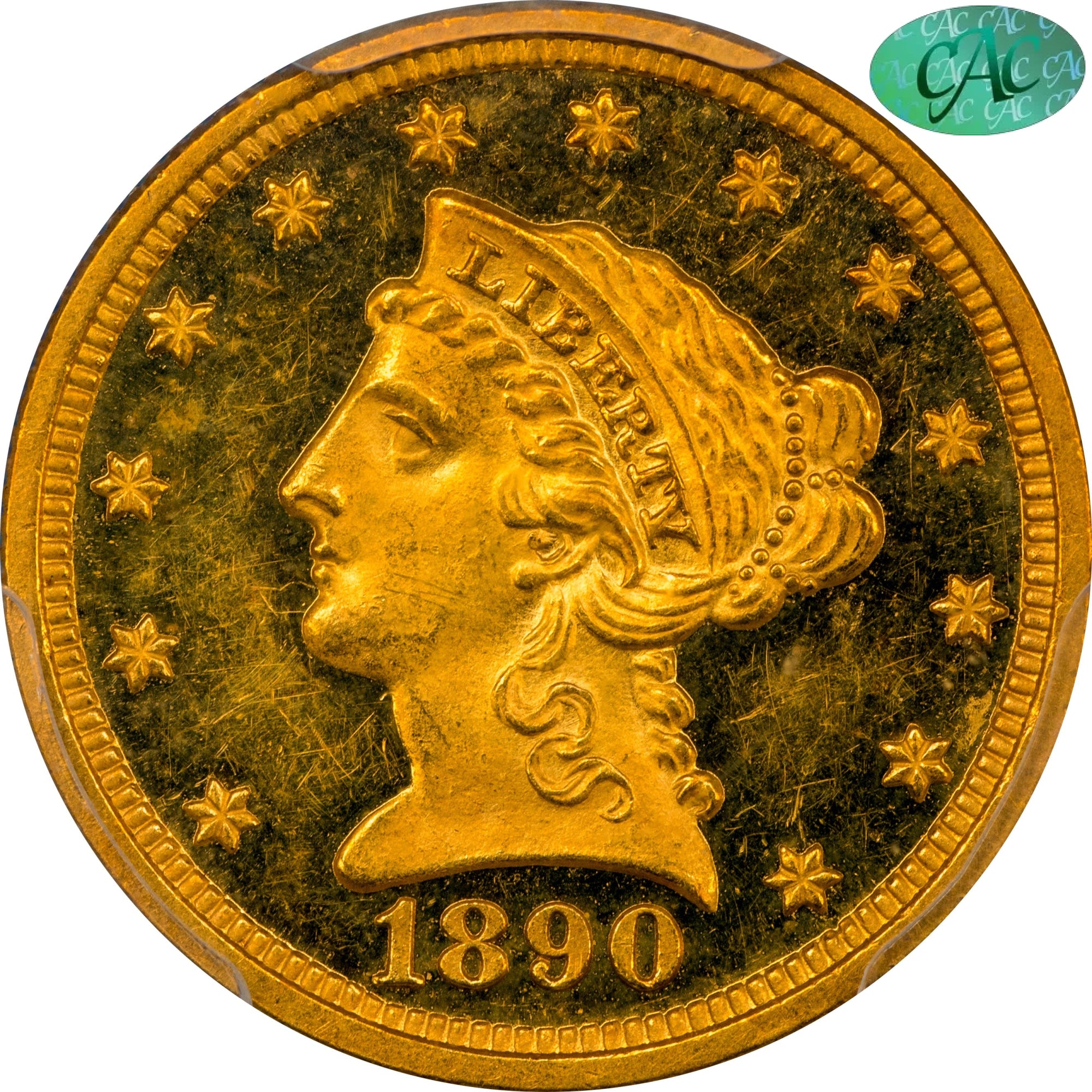 1890 $2.5 PR62 DCAM PCGS CAC
