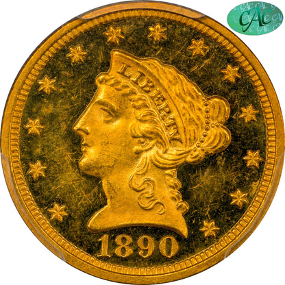 1890 $2.5 PR62 DCAM PCGS CAC $2.5