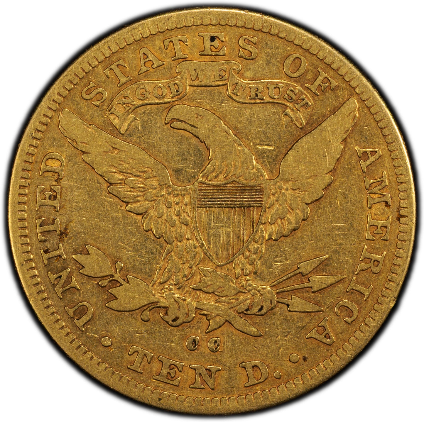 1891-CC $10 VG10 PCGS CAC REVERSE
