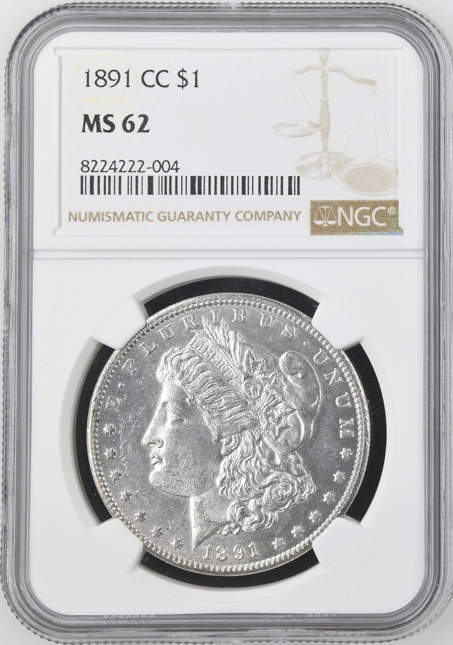 1891-CC $1 MS62 NGC HOLDER