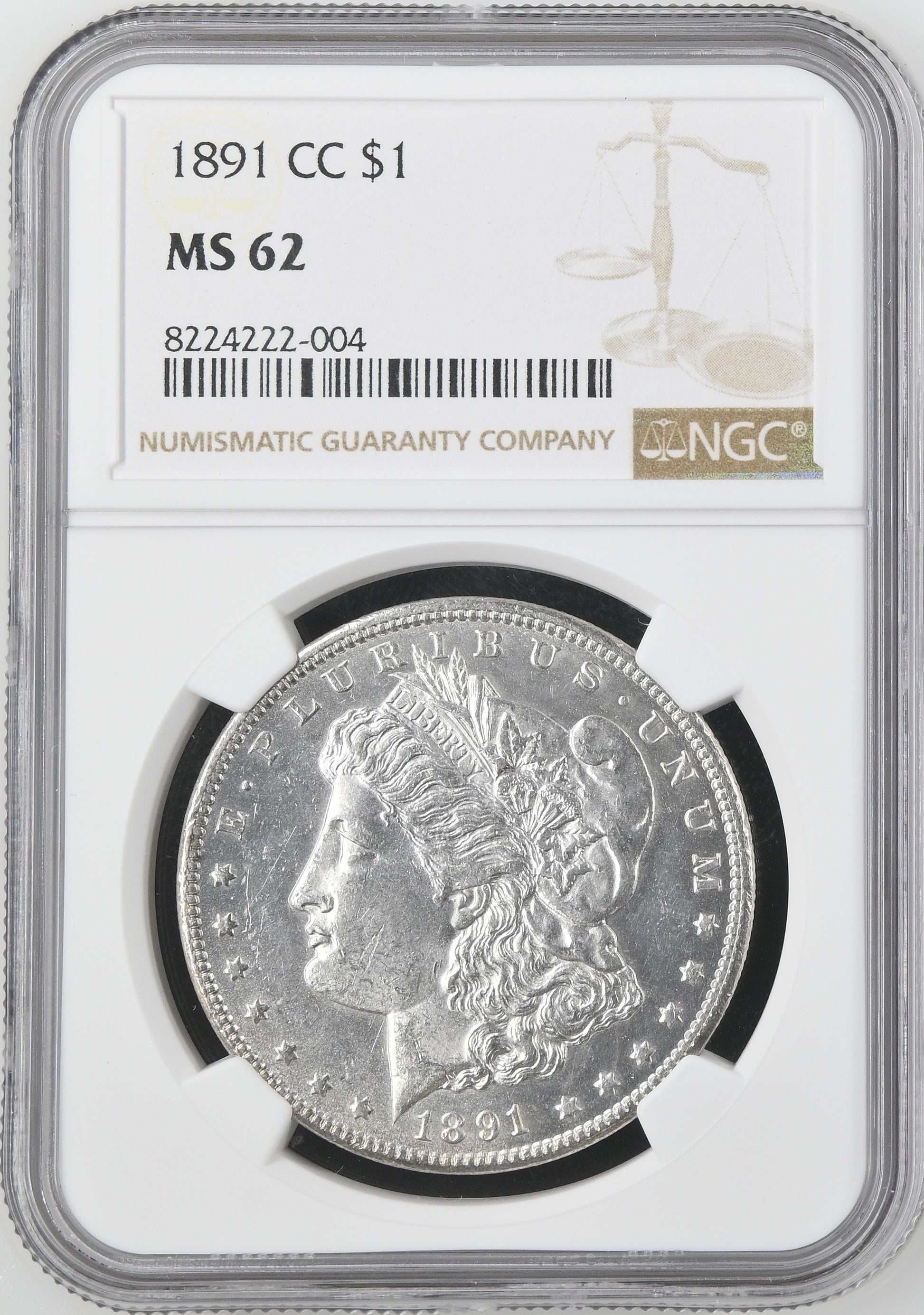 1891-CC $1 MS62 NGC HOLDER