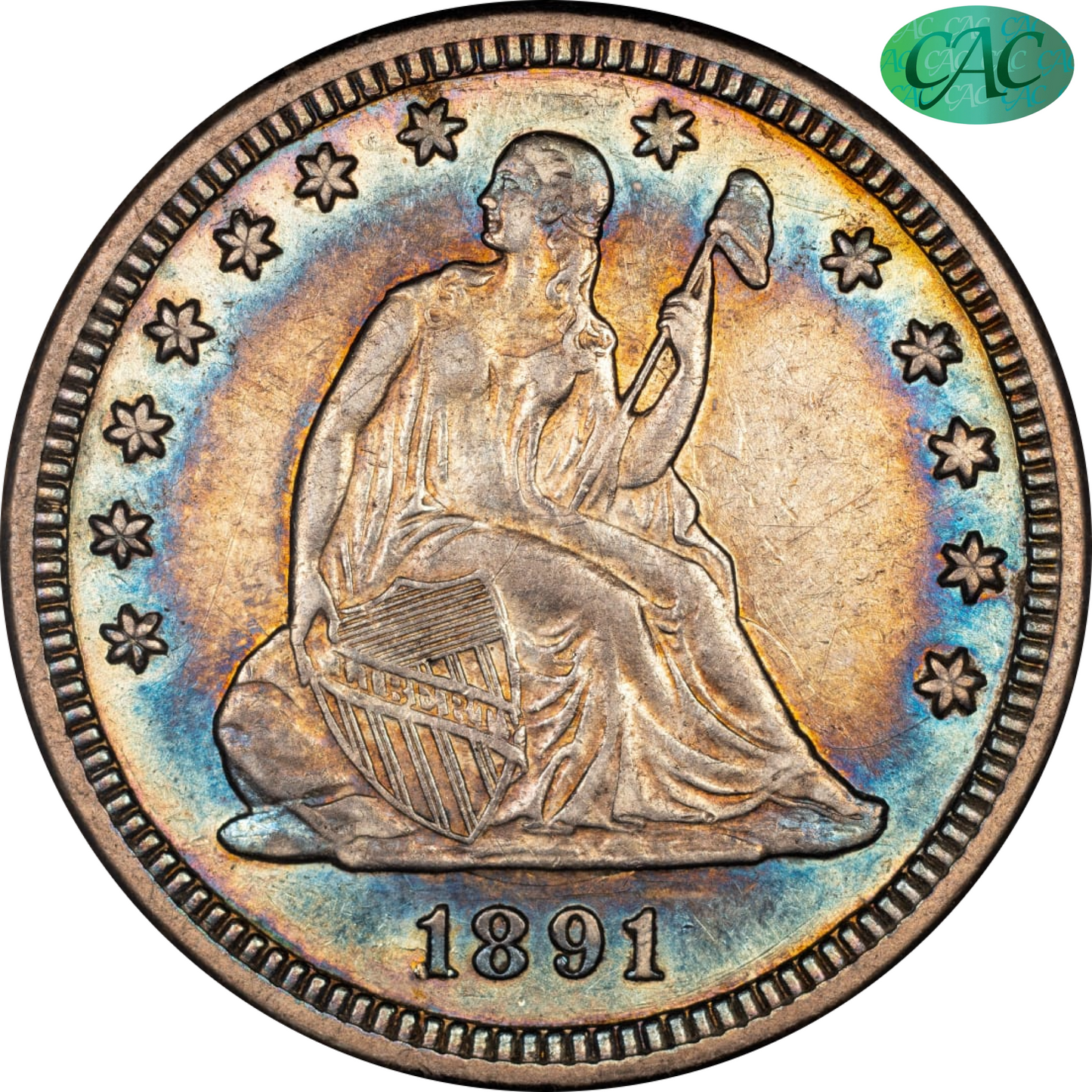 1891-O 25C AU50 CACG 25C