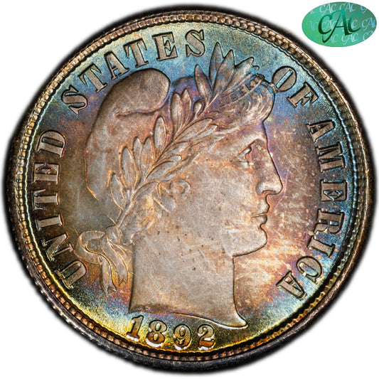 1892 10C MS67 + PCGS CAC 10C
