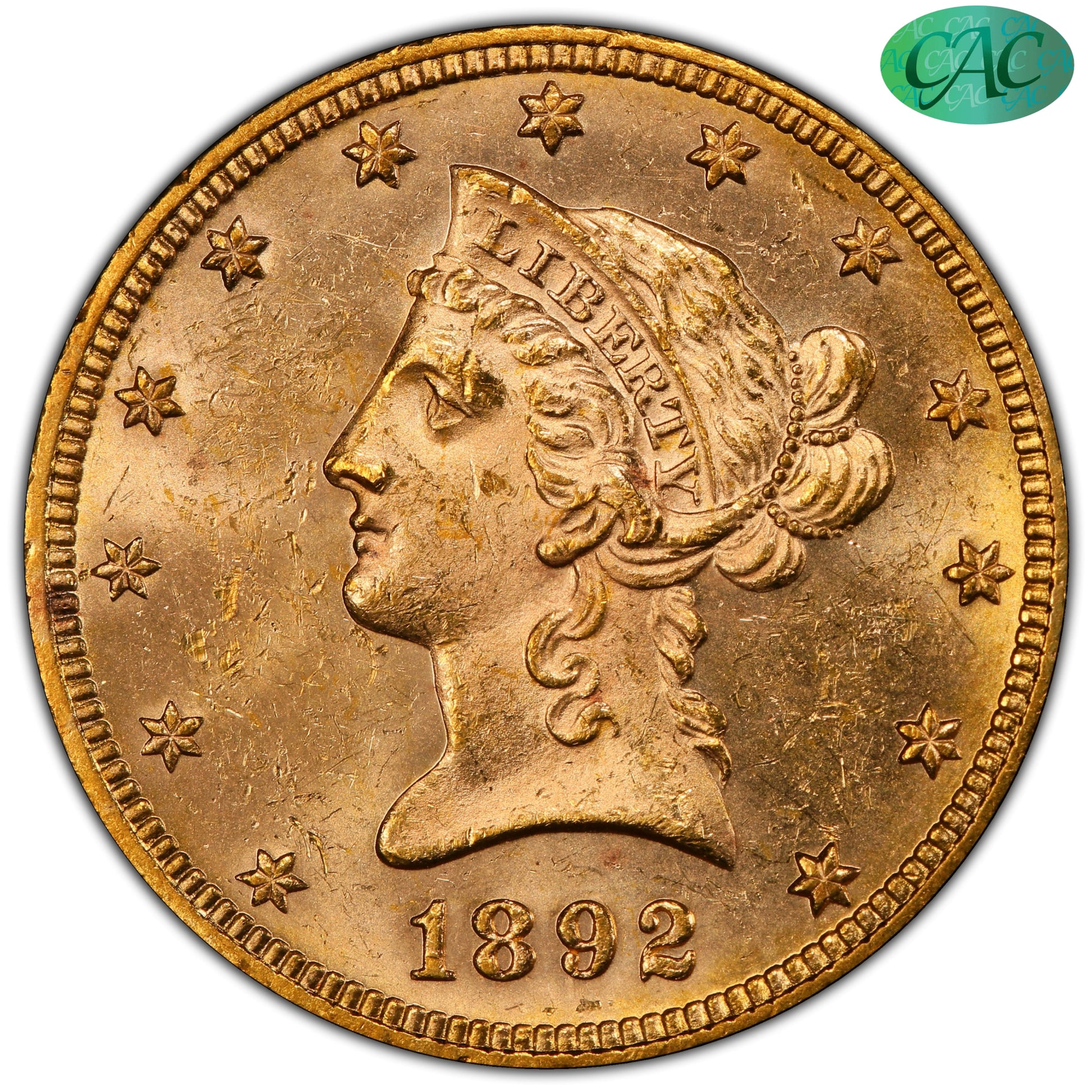 1892 $10 MS62 PCGS CAC 