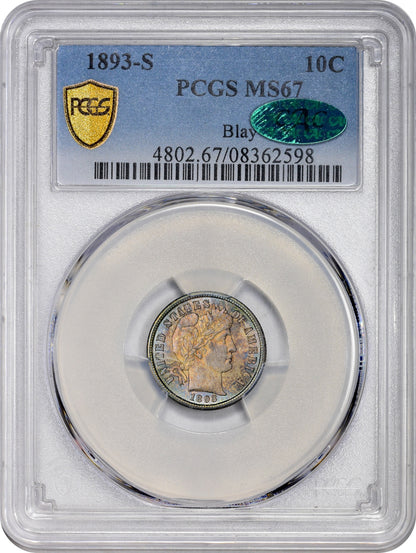 1893-S 10C MS67 PCGS CAC EX BLAY
