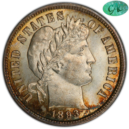 1893-S 10C MS66 + PCGS CAC EX DUCKOR 10C