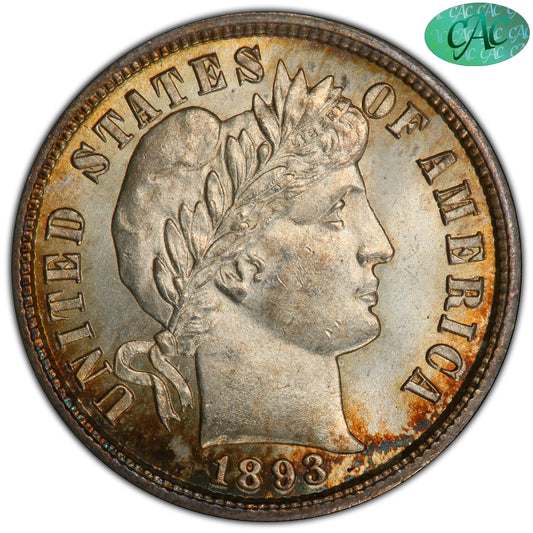 1893-S 10C MS66 + PCGS CAC EX DUCKOR 10C